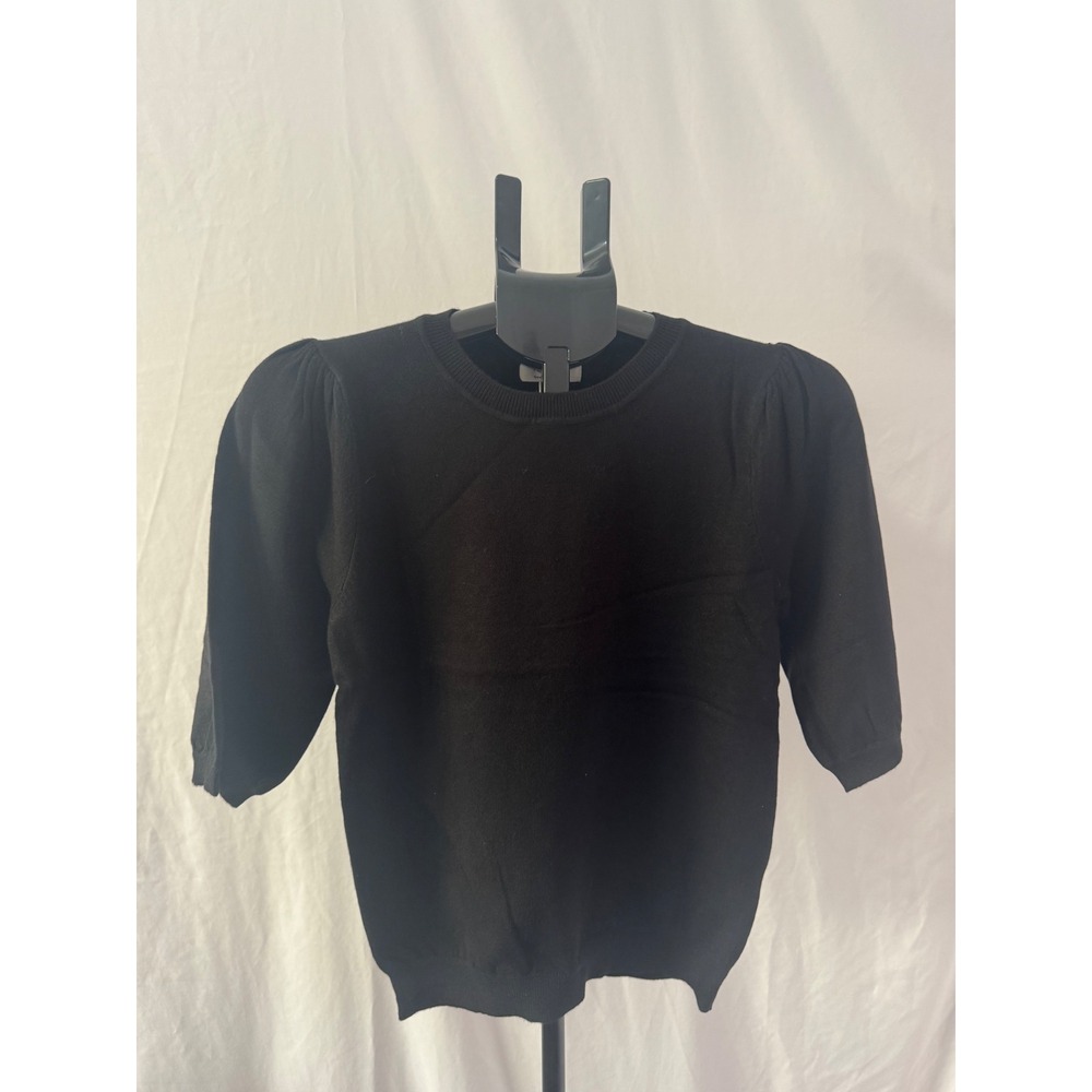 Tulip B Puff Sleeve Sweater Women S/M Black NWT Classic Minimalist
